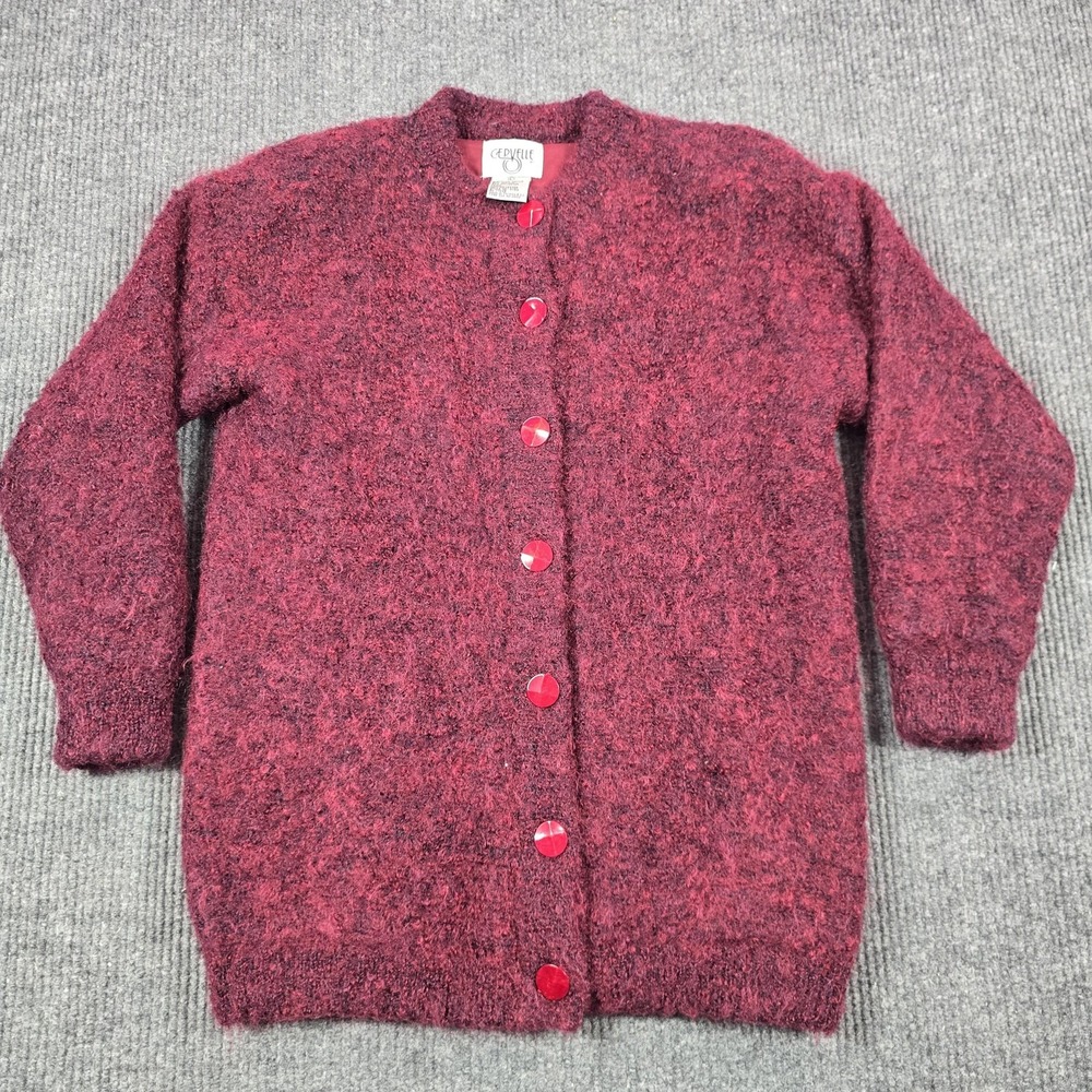 Vintage Cervelle Sweater Cardigan Womens Large‎ Red Mohair Lined Button Front